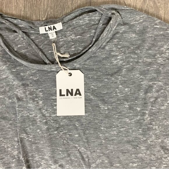 LNA Women's Cape Strap Tee Top T-shirt Burnout 3/4 Length Sleeve Heather Grey XS - Picture 6 of 14